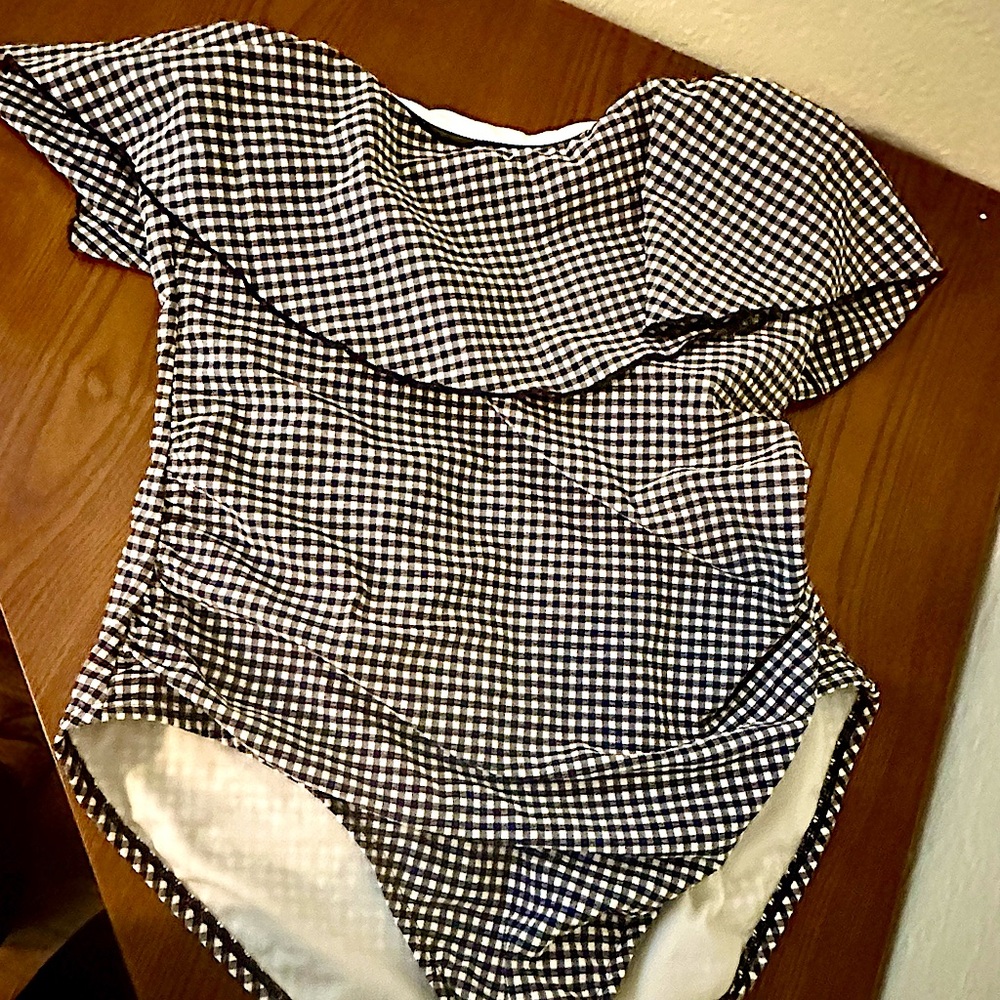 Gingham Checkered One-Piece Swimsuit | Kona Sol | Size 16-18